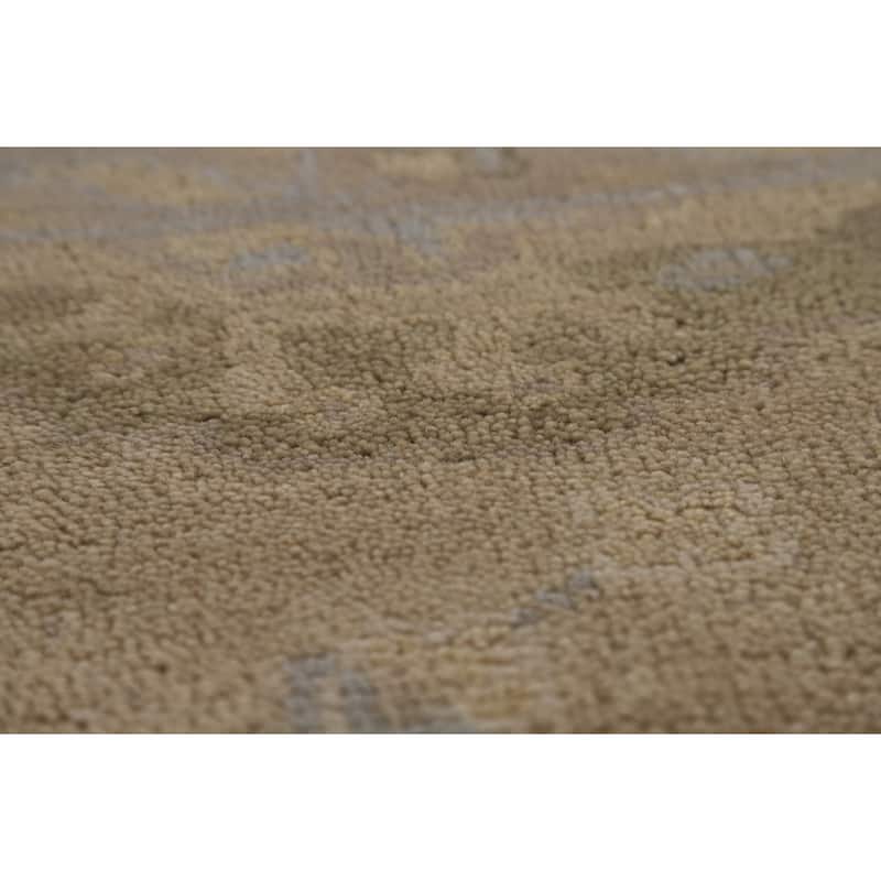 Earth Tone Oushak Area Rug Hand-Knotted Wool Carpet - 8'0"x 9'10"