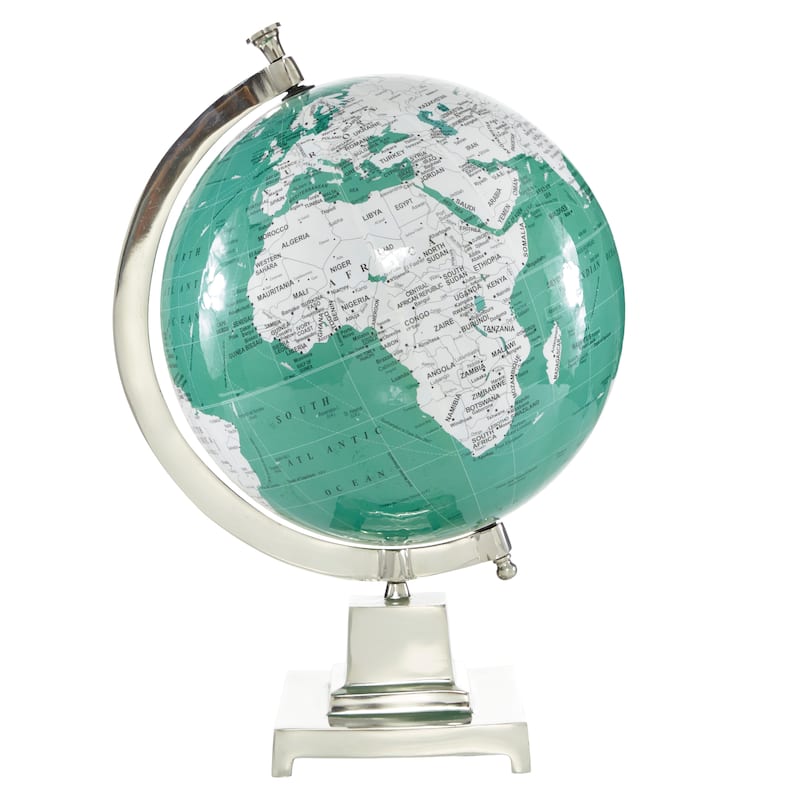Aluminum Metal Globe - Teal - Roche River Decor - 12"W x 12"L x 18"H