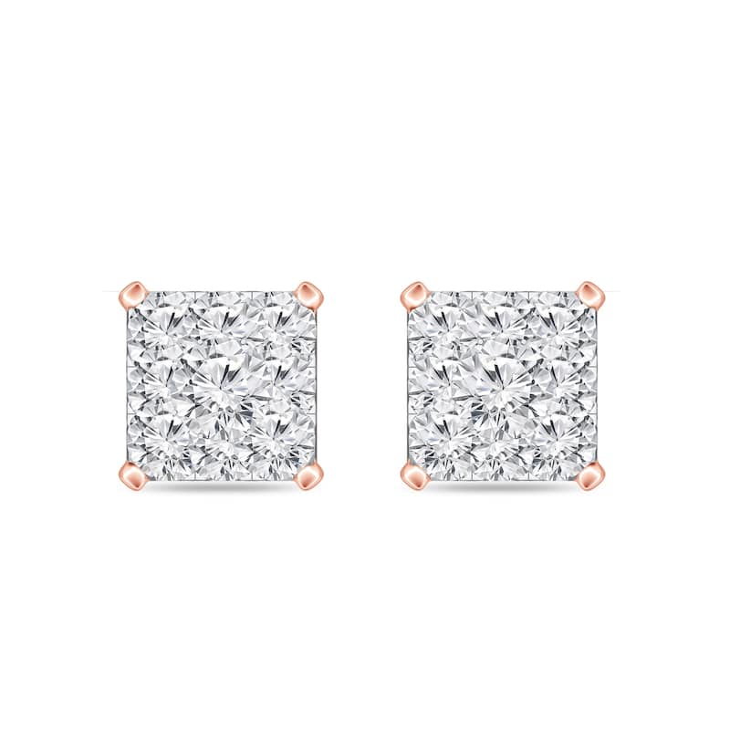 Auriya 14k Gold 1/2ctw Square Pave Diamond Stud Earrings (H-I, I1-I2)