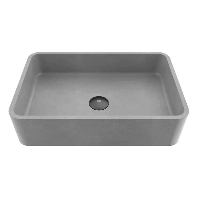 VIGO Cordoba 20"L x 13"W x 5"H Concreto Stone Rectangular Bathroom Vessel Sink