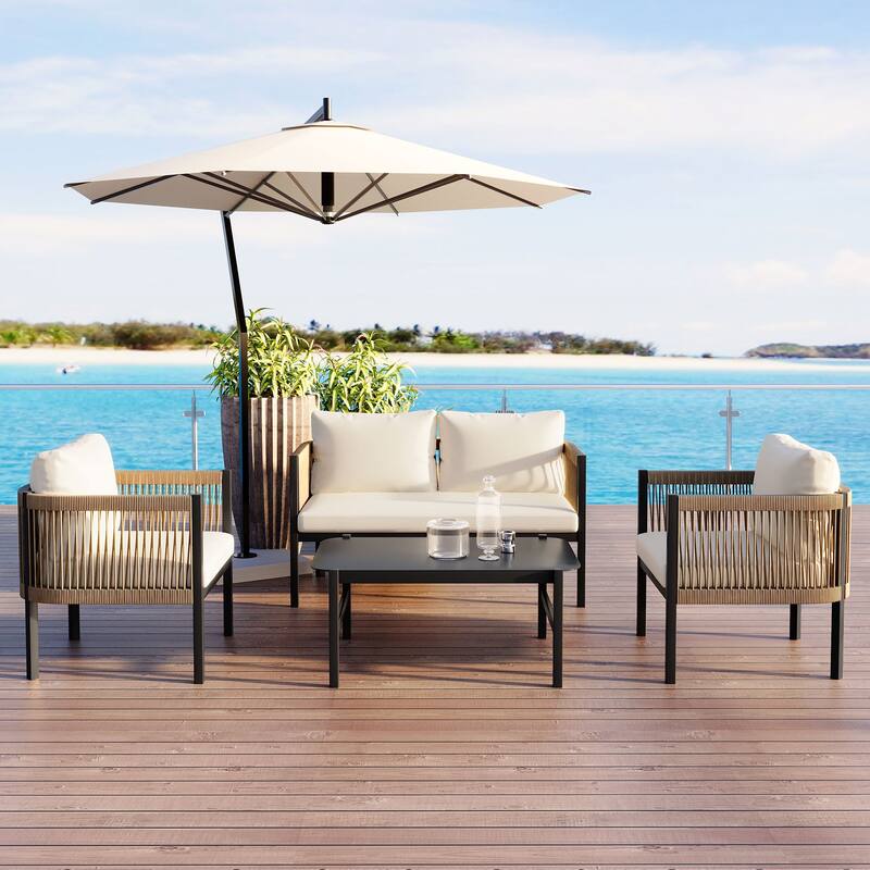 Multi-person Outdoor Sofa Combination with 1 Table - Beige