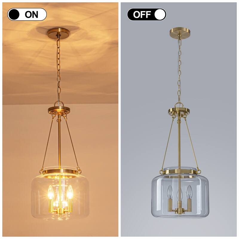 Starsky 3-Light Lantern Drum Chandelier with Thick Clear Glass Shade