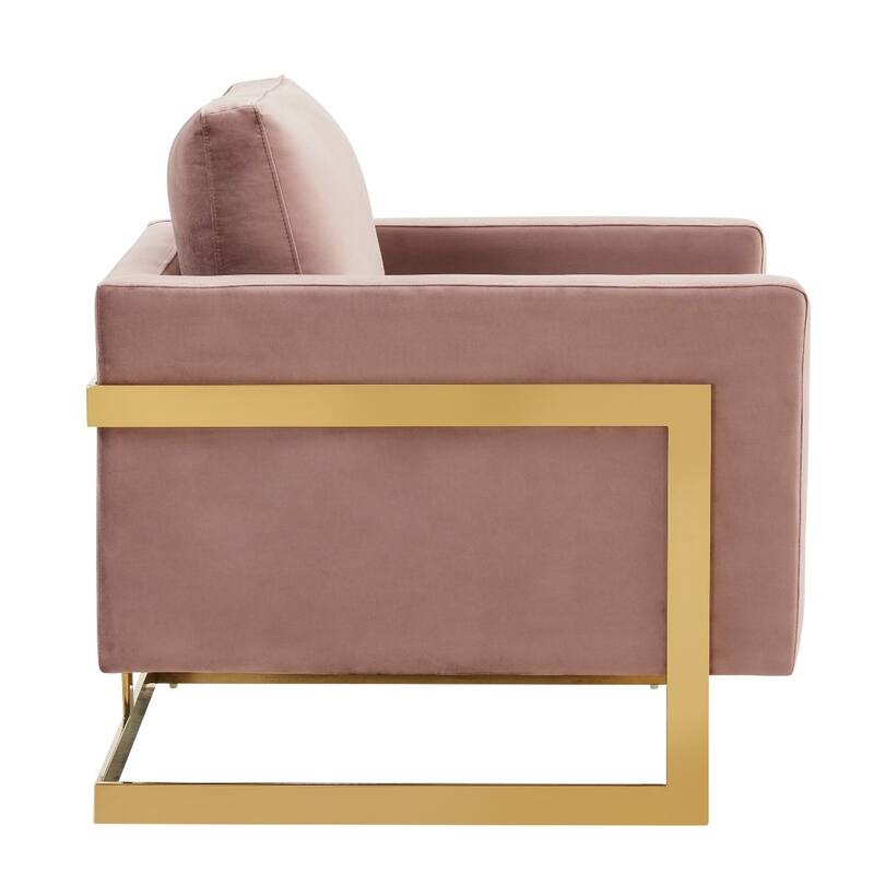 Lincoln Modern Velvet Upholstered Accent Designer Lounge Chair with Gold Frame for Living Room, Bedroom and Home Office - 34"