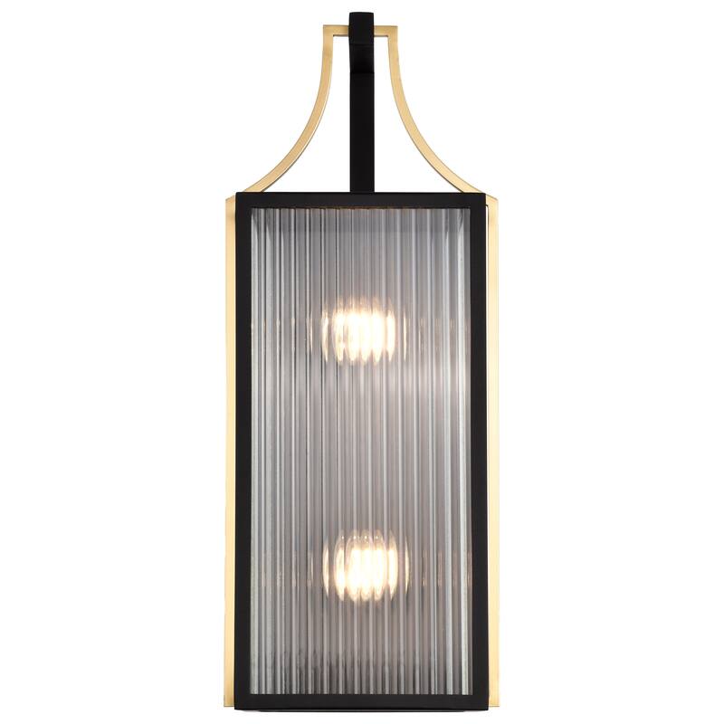 Holden Large Outdoor Lantern Gold and Black Finish Clear Glass - Black / Gold