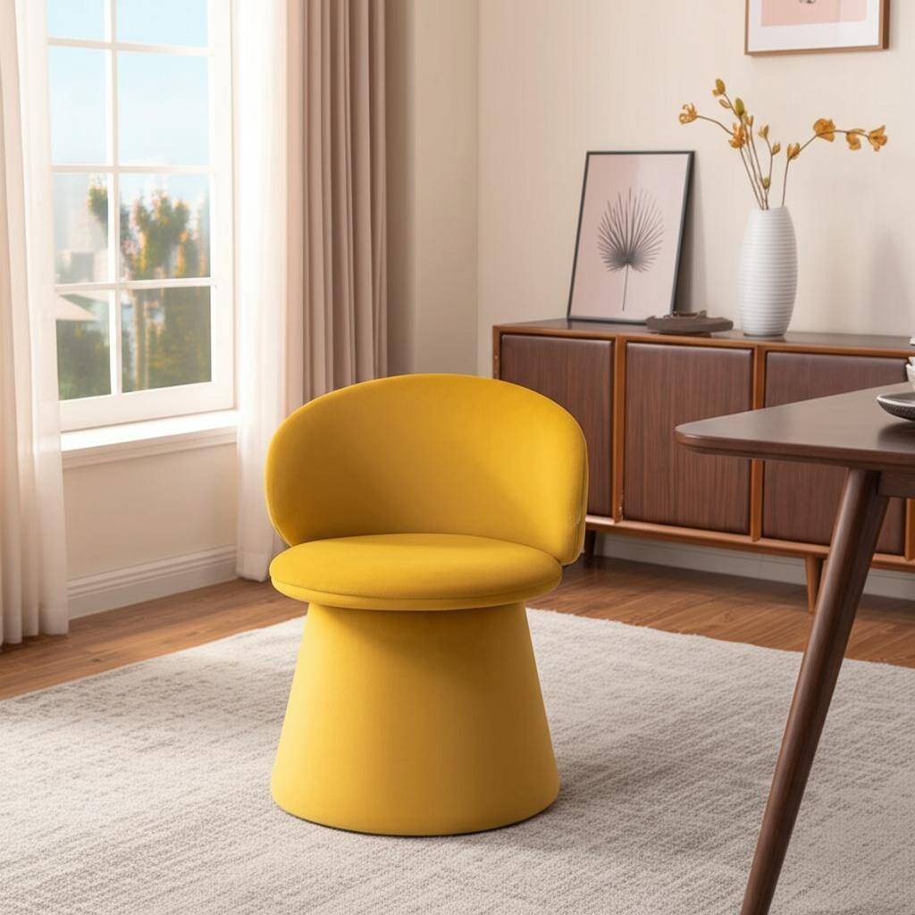 HomeRoots Orange Upholstered Velvet Swivel Dining Side Chair - 22.00 in. x 30.70 in. x 21.00 in.