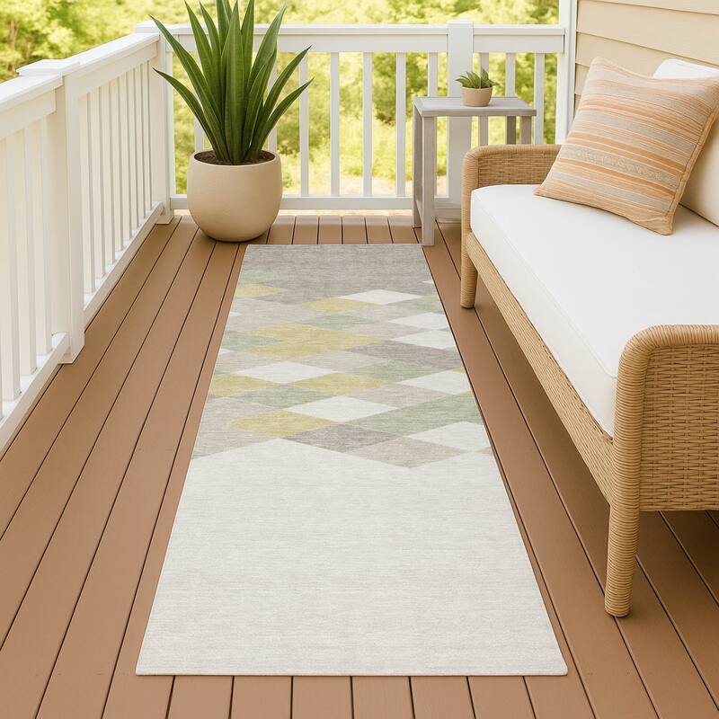 Machine Washable Indoor/ Outdoor Modern Avo Chantille Rug - Ivory - 2'3" x 7'6"