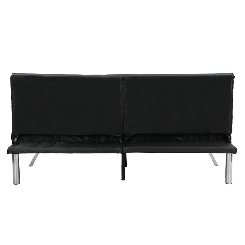 sofa bed black pvc,wood frame, stainless leg, futon, sofa bed grey