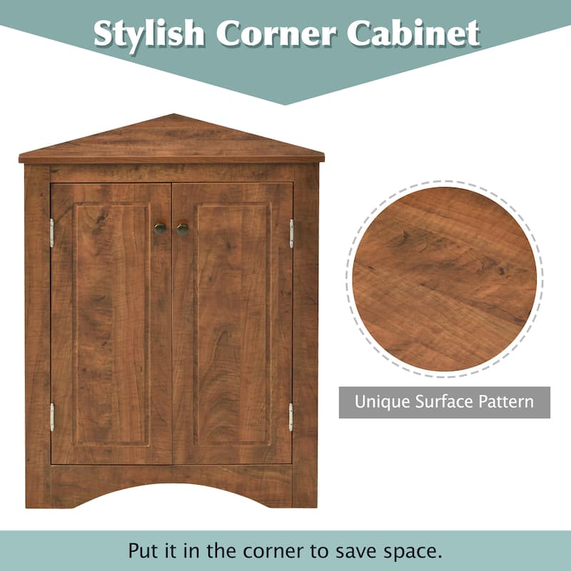 Grey Triangle Bathroom Storage Cabinet with Adjustable Shelves