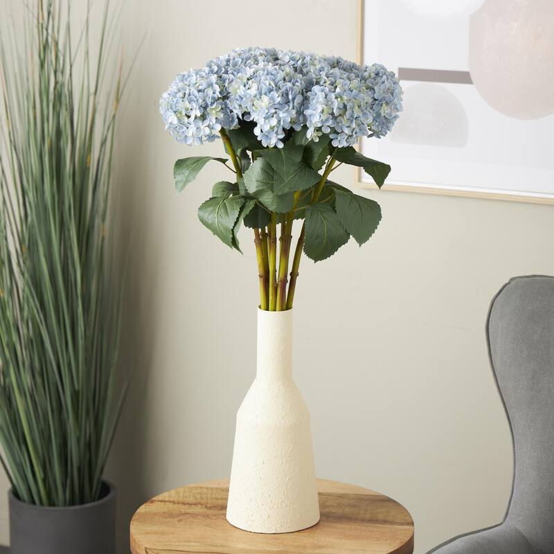 Blue Faux Foliage Tall Hydrangea Artificial Flower Stem (Set of 8) - Blue