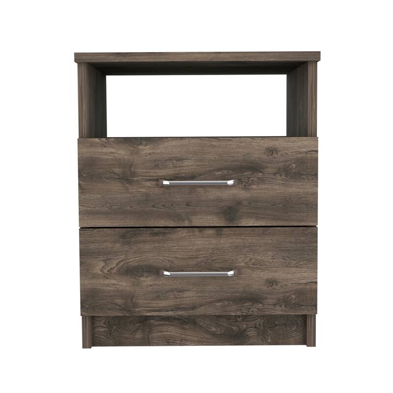 FM Furniture Oklahoma Nightstand with Two Drawers, and One Shelf