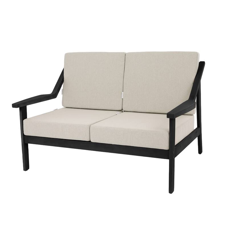 Solid Wood Outdoor Arm Chair Loveseat with Cushion