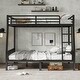 preview thumbnail 24 of 30, Metal Bunk Bed with Ladder and Metal Slats Support, Storage Underneath, Heavy Bunk Beds, Black Bed Frame, No Box Spring Needed