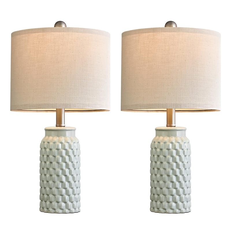 Modern Ceramic Bedside Lamp Set of 2 for Bedroom Decor Farmhouse