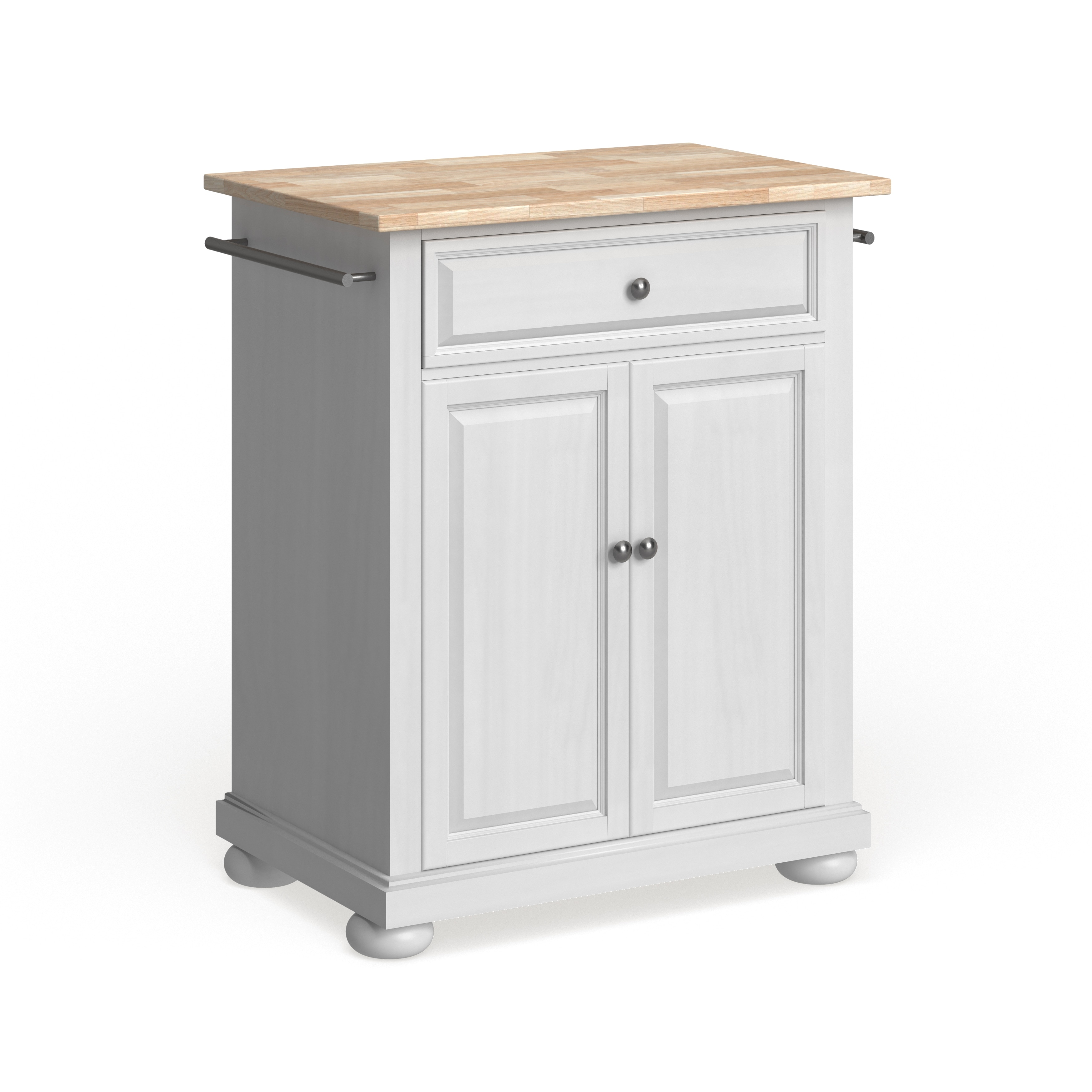 Crosley Alexandria Wood Top Portable Kitchen Island in White Finish - 18"d x 31"w x 33.5"h