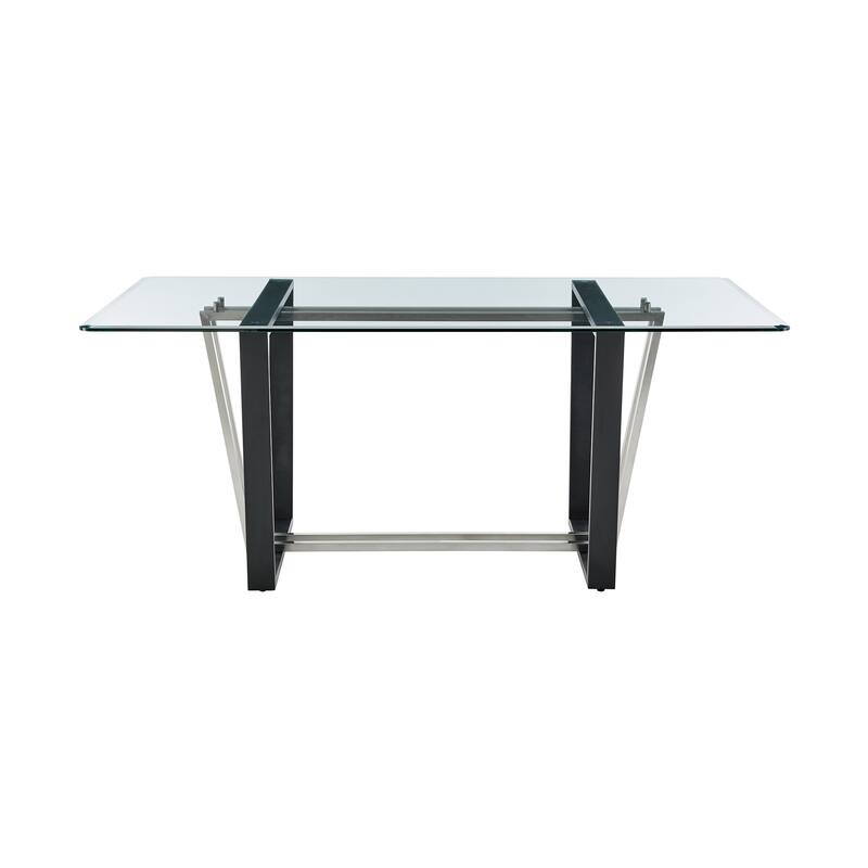 Kai Anastasia 5 Piece Rectangular Glass Dining Table Set with Metal Frame and Upholstered Chairs