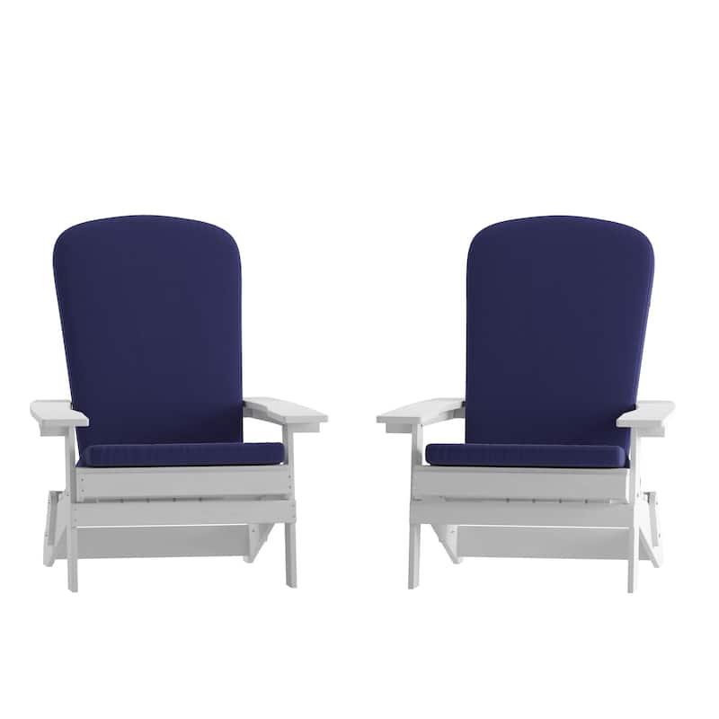 Indoor/Outdoor Folding Adirondack Chairs with Cushions - Set of 2 - 30.25"W x 34"D x 37"H