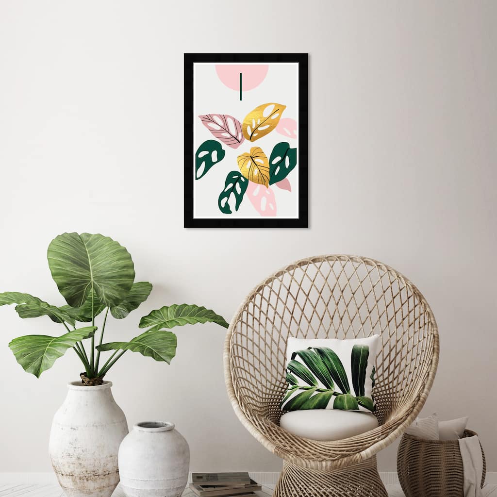 Wynwood Studio Prints Floral and Botanical Blush Tropicalia Pink and Metallic Gold Tropical Wall Art Canvas Print