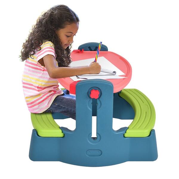 Shop Costway Plastic Children Kids Drawing Table Chair Set Height Adjustable Colorful Play As Pic On Sale Overstock 18299259,Long Hair Back Of Head Drawing Girl