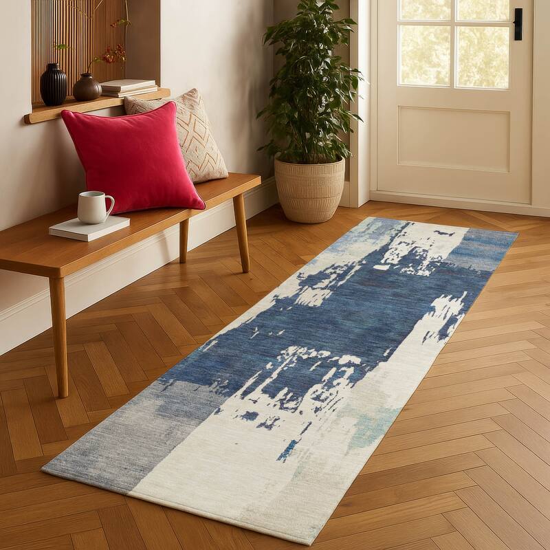 Machine Washable Indoor/ Outdoor Contemporary Fusion Chantille Rug