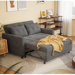 3 in 1 Convertible Sleeper Loveseat Couch, Futon Sofa Bed with Pull-Out ...