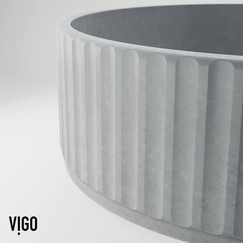 VIGO Windsor 16"L x 16"W x 5"H Concreto Stone Round Bathroom Vessel Sink