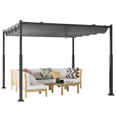 Costway 10' x 10' Outdoor Pergola with Retractable Canopy Heavy-Duty - See Details