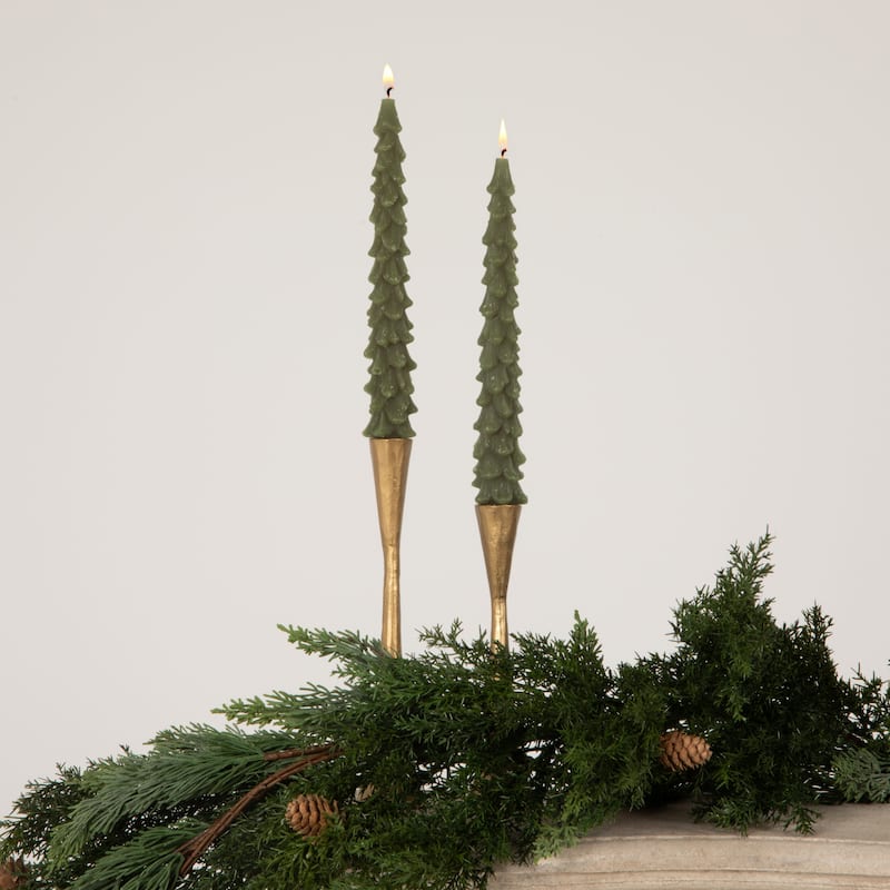 Unscented Tree Shaped Taper Candles, Set Of 2