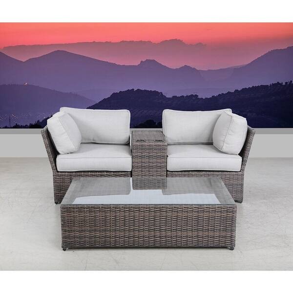 LSI Wicker/Rattan 2 Person Seating Group with Cushions Bed Bath