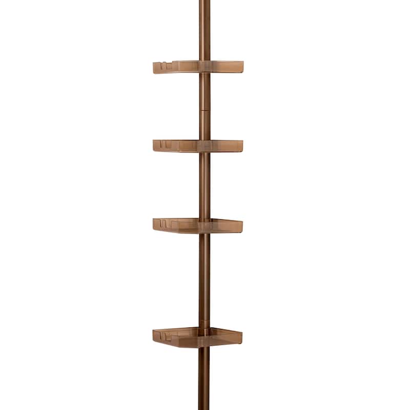 Bath Bliss 4 Tier Tension Corner Shower Organizer Caddy - 5.91" x 5.91" x 48"-101" - Bronze
