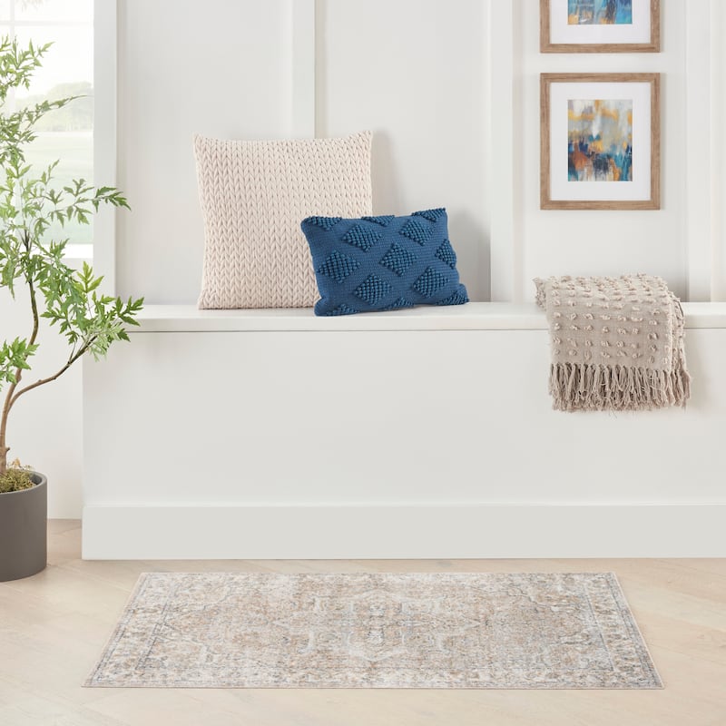 Nourison Astra Machine Washable Distressed Area Rug - 3' 3" x 5' - Beige