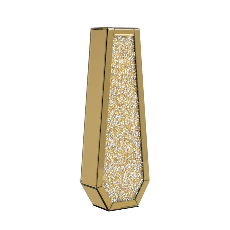 24" Gold Crystal Glass Floor Vase With Faux Crystals - 4.25