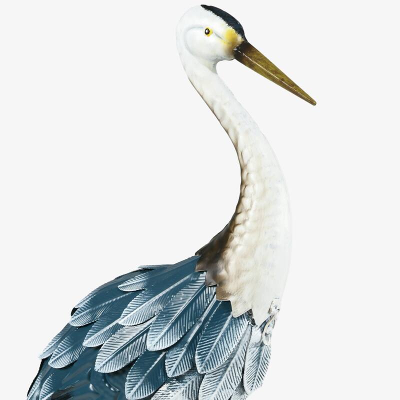 Outsunny Heron Garden Statues, 29" & 27.5" Standing Bird Sculptures, Metal Yard Art Decor for Lawn, Patio, Backyard