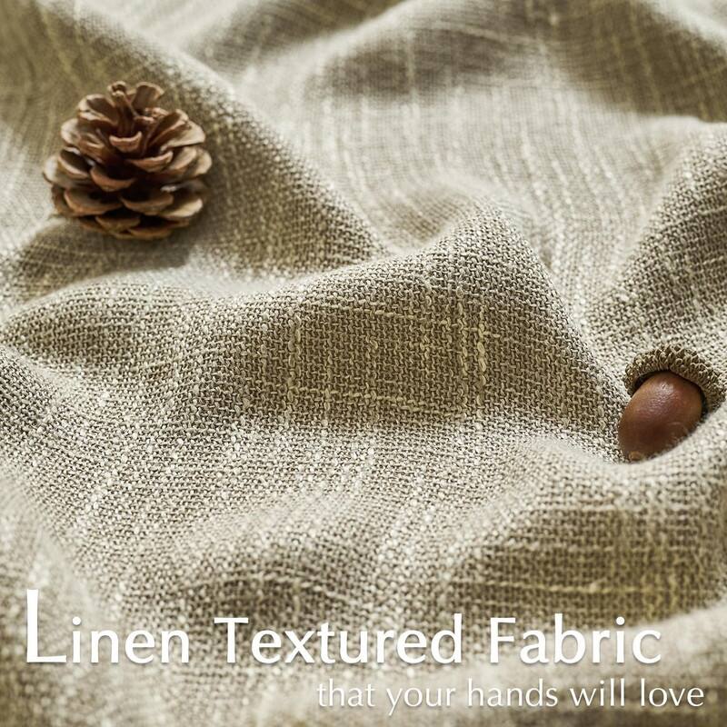 96 Inch Light Filtering Farmhouse Curtains Burlap Look Textured