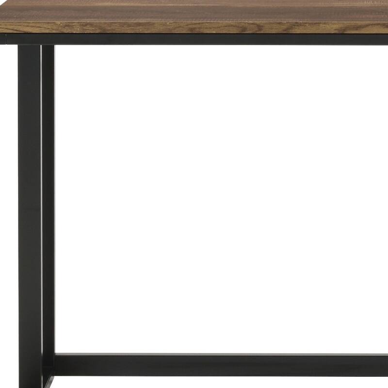 Wood Rectangular Writing Desk with USB Port, Metal Base