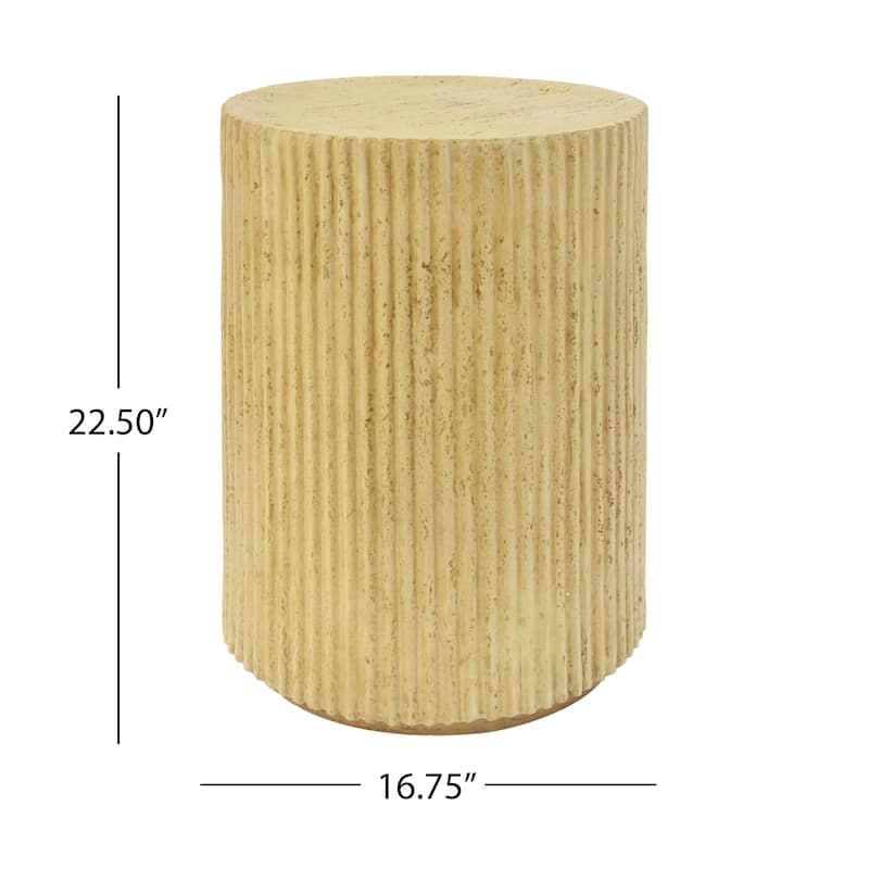 MGO Cylindrical Side Table with Wood-like Texture, Antique Brown