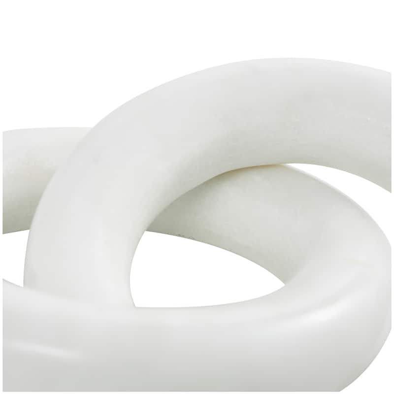 Modest White Marble Geometric 2 and 3 Link Chain Sculpture
