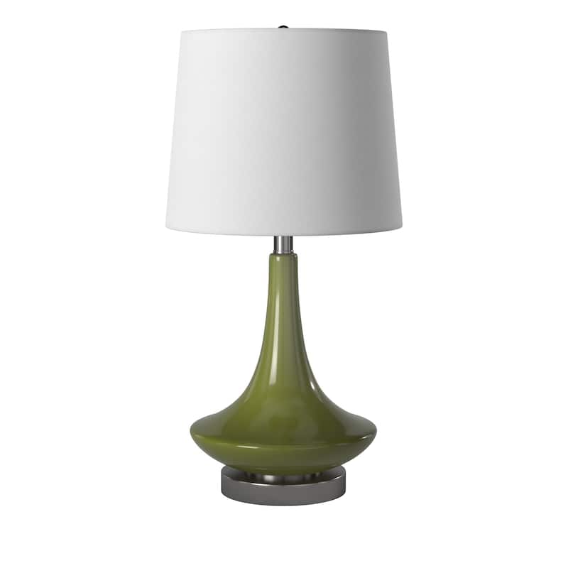 StyleCraft Green Table Lamp - White Hardback Fabric Shade