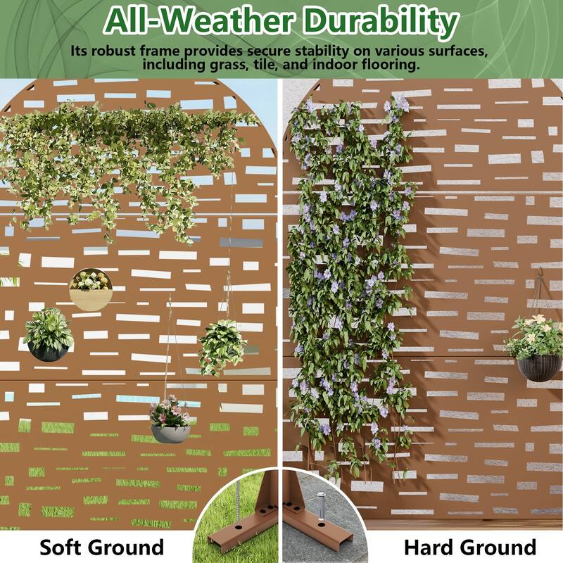 Dovelina 6ft.Outdoor Freestanding Metal Privacy Screen Decorative Garden Fence - 72"x47"