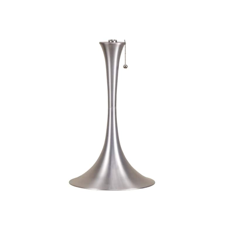 27" Tall Metal Table Lamp with Silver finish, White Linen Shade