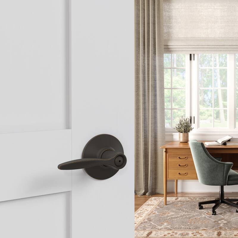Schlage F40-DEL Delfayo Privacy Door Lever Set with Plymouth Trim from