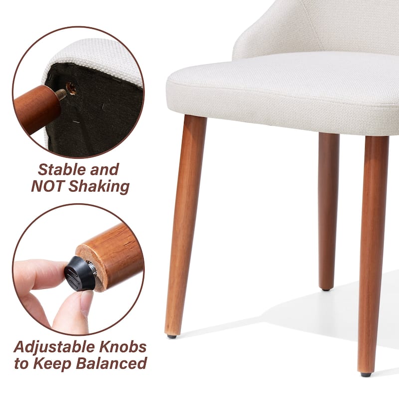Modern Dining Chair Upholstered Accent Chairs with Solid Wood Legs
