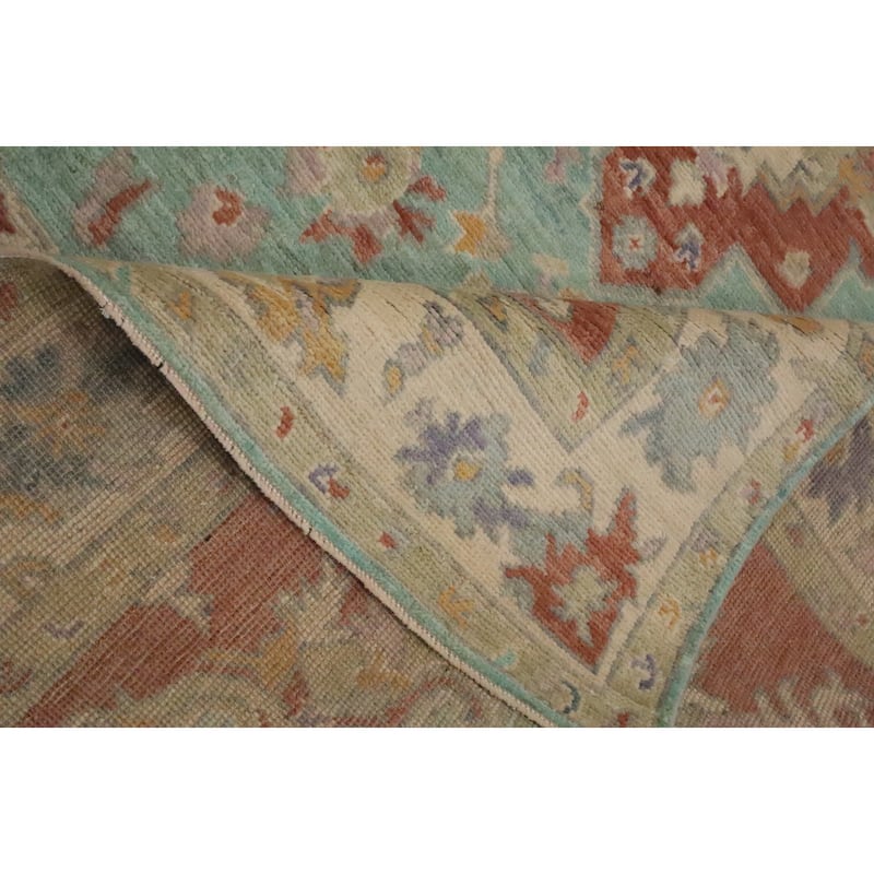 Hand Knotted Oriental 100% Wool Carpet Transitional Floral Navy Blue & Blues Oushak Area Rug - 7' 11'' X 5' 1''