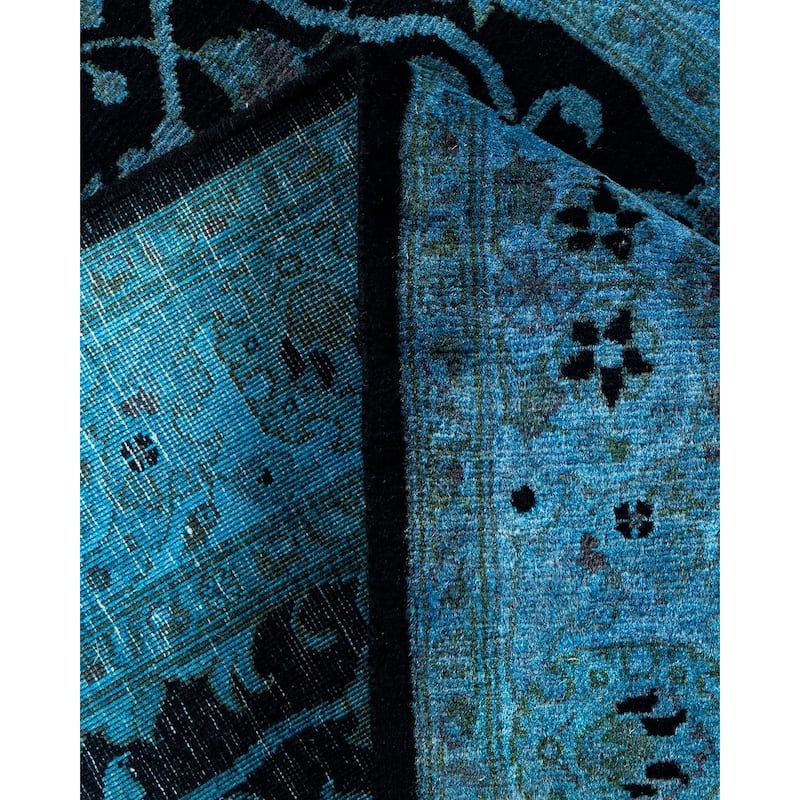 Overton Hand Knotted Wool Vintage Inspired Modern Contemporary Overdyed Blue Area Rug - 3' 1" x 5' 4"