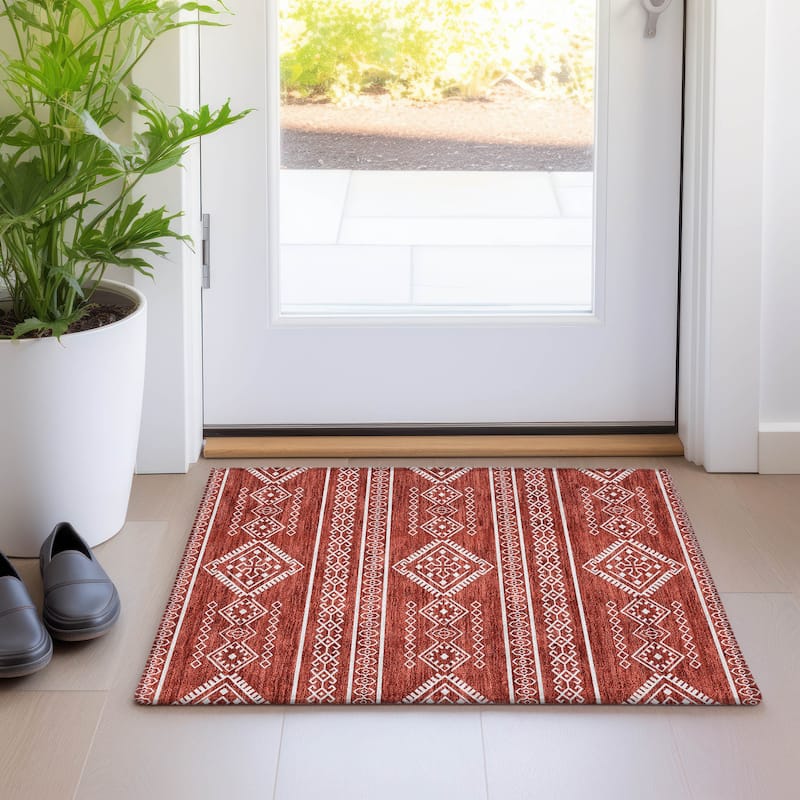 Premium Washable Super Soft Boho Globe Mayfield Rug - Red - 1'8" x 2'6"