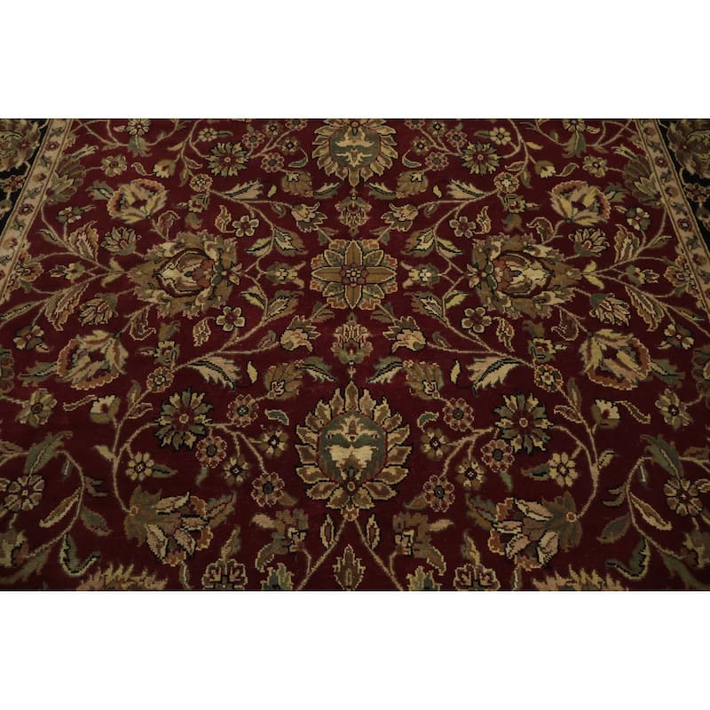 Hand Knotted Oriental 100% Wool Carpet Traditional All-Over Red Agra Area Rug - 7' 10'' X 7' 11''