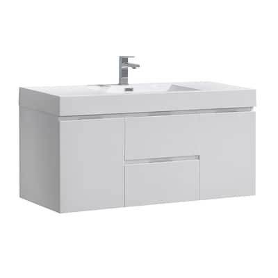 Fresca Senza 48" Wall Mounted / Floating Single Vanity Set with Wood