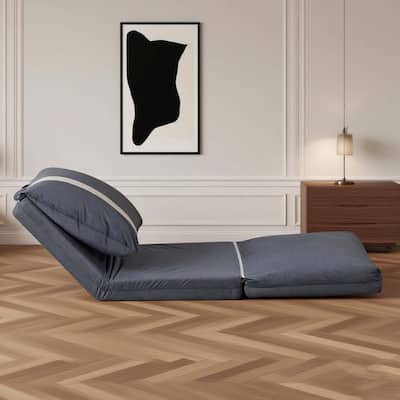 Floor Sofa Bed with 6-Position Adjustable, Sleeper Sofa with 5-Second Foldable, Upholstered Bean Bag Base & Pillow