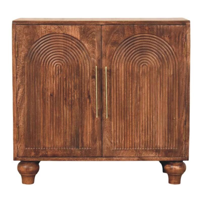 Artisan Furniture Solid Wood Arco Groove Sideboard, Brown,2-Doors