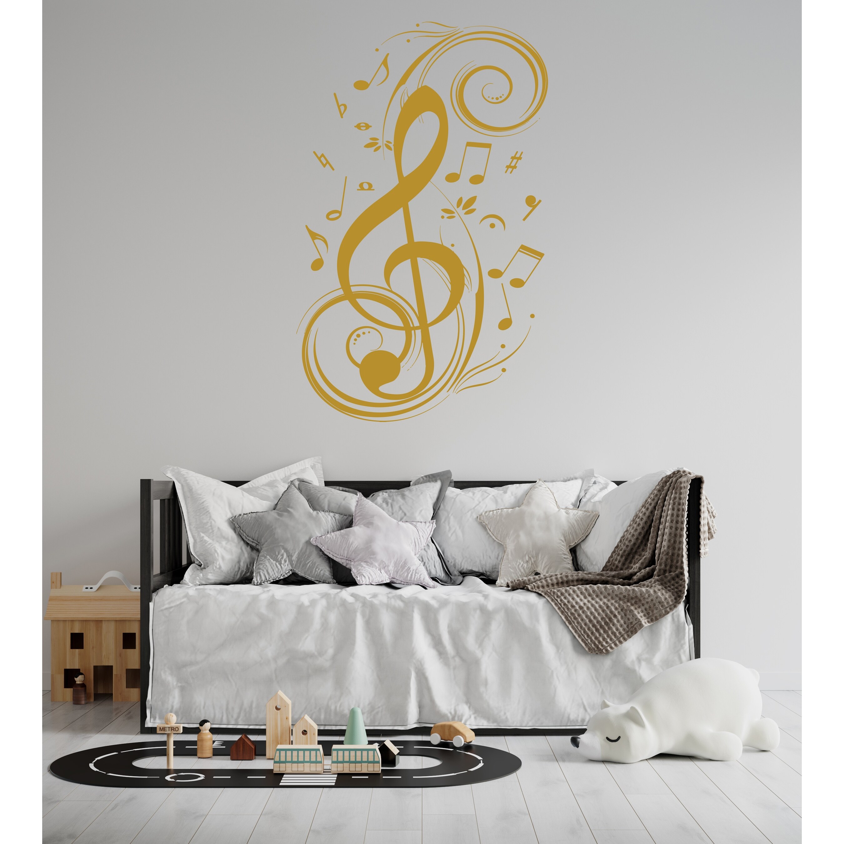 Floral Treble Clef Music Note Wall Decal Sticker-image