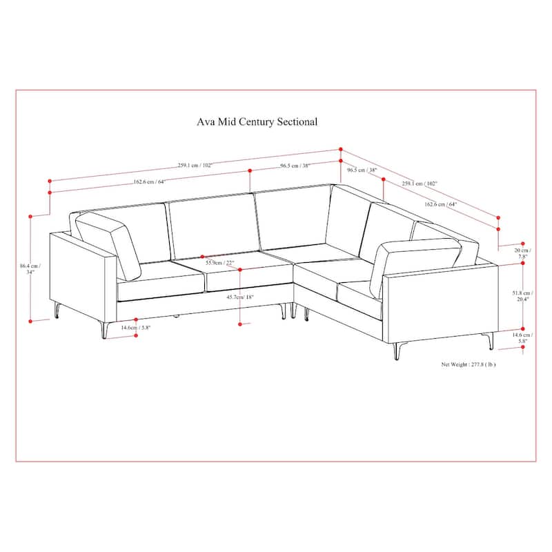 WYNDENHALL Lana Corner Sectional in Tightly Woven Performance Fabric